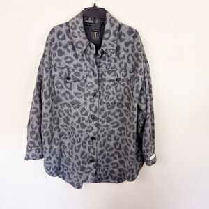 Ted Baker Wool Cheetah Leopard Print Button Down Coat Shaket